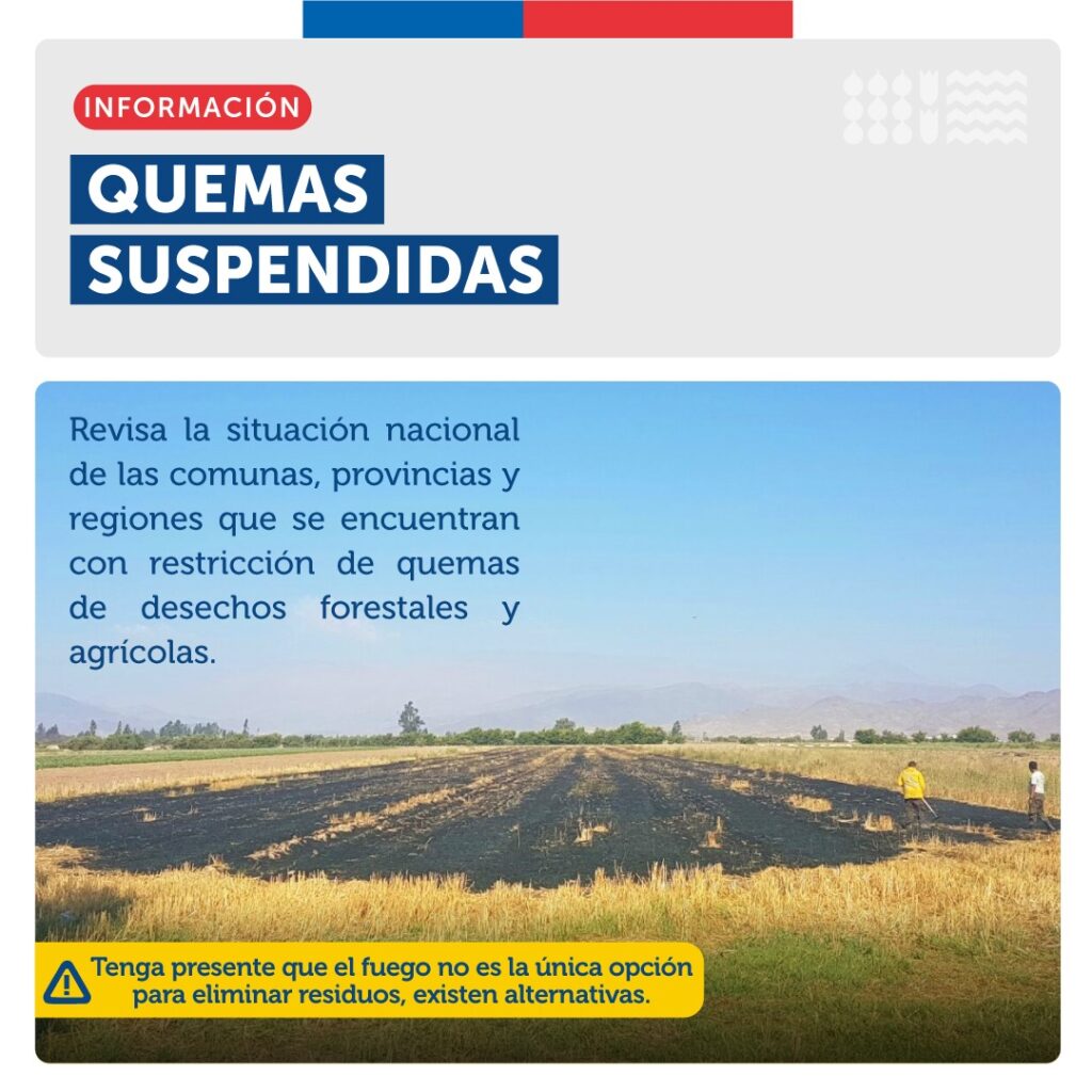 Se encuentran prohibidas las quemas agrícolas en la Región Metropolitana