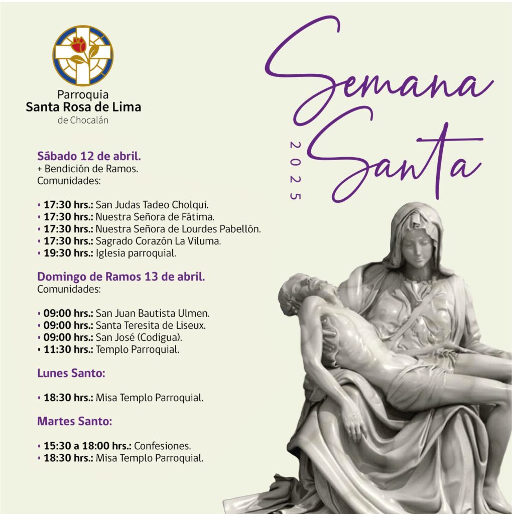 Parroquia Santa Rosa de Chocalán entrega actividades por Semana Santa
