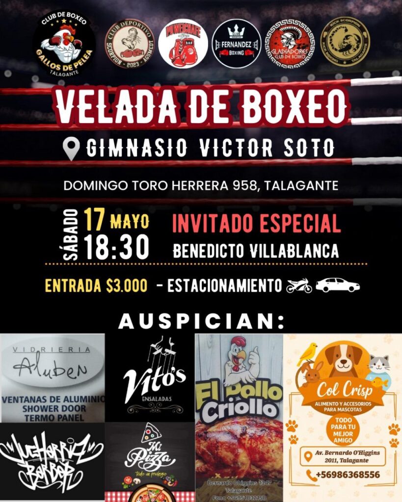 En Talagante realizaran velada boxeril, a cargo del club de boxeo Gallos
