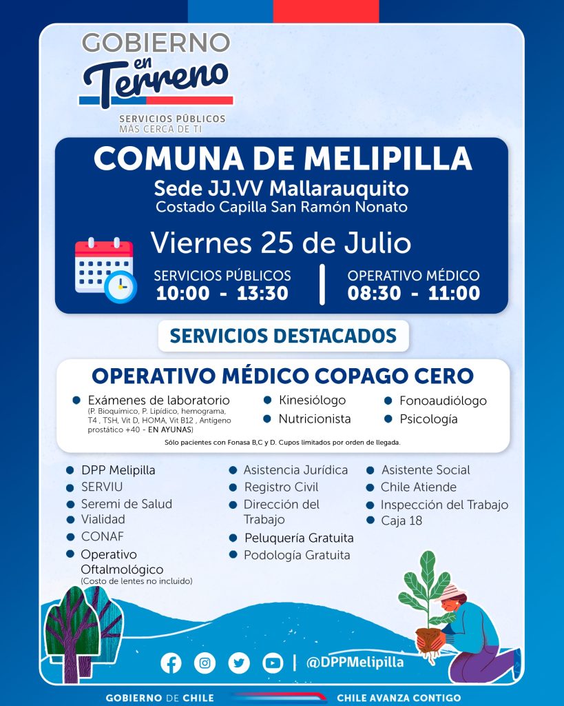 Gobierno en Terreno de Delegación Provincial de Melipilla llegará este viernes a la Sede de la Junta de Vecinos Mallarauquito