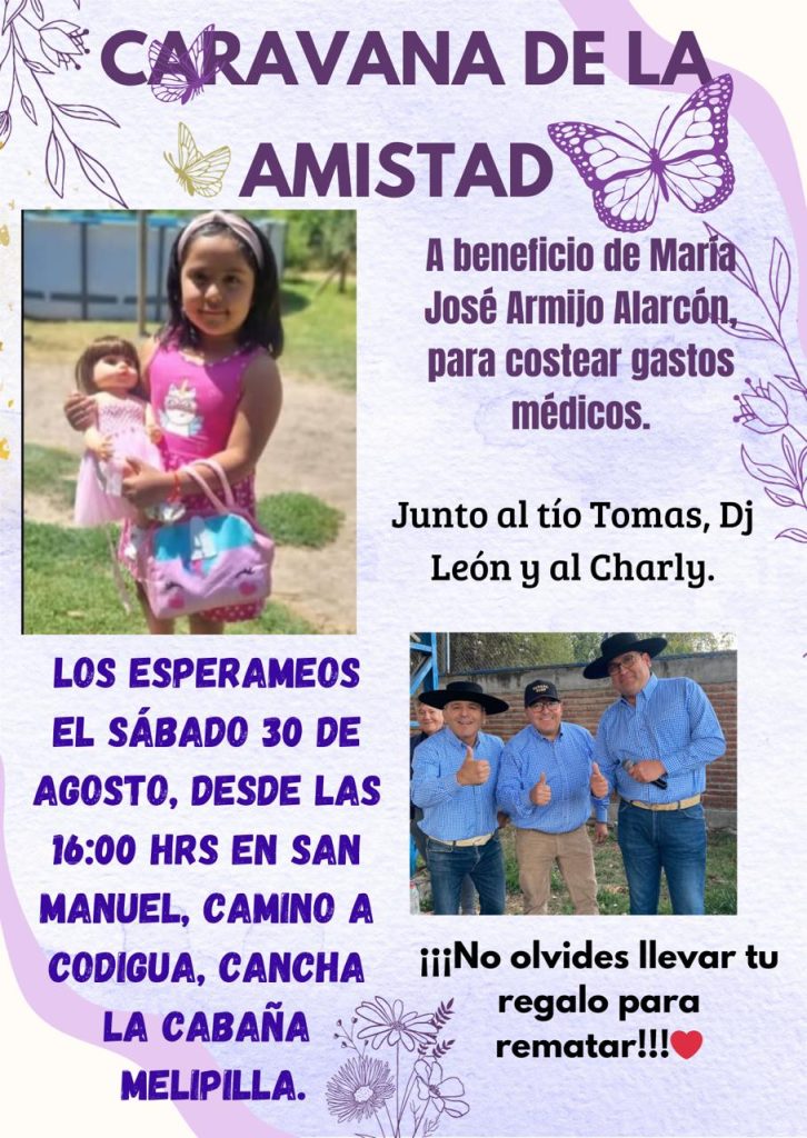 Invitan a beneficio para María José Armijo Alarcón