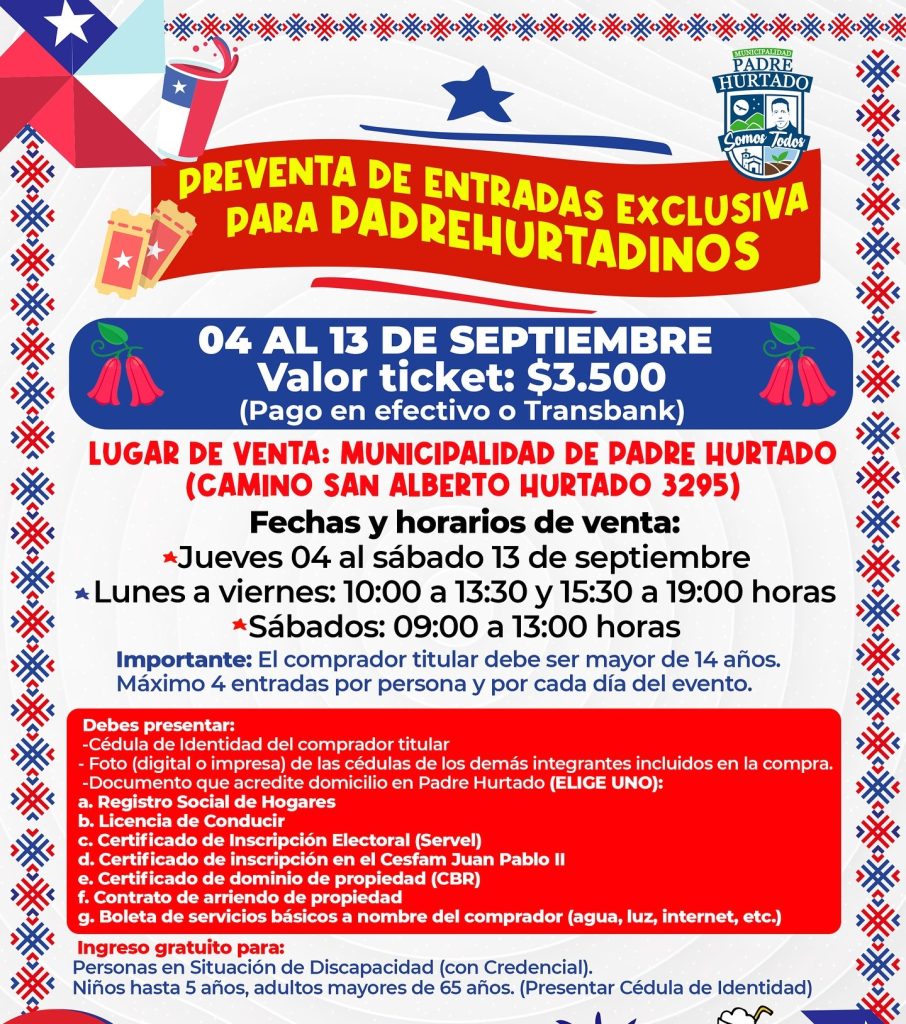 Padre Hurtado inicia preventa exclusiva para su fiesta “Septiembre Somos Todos”