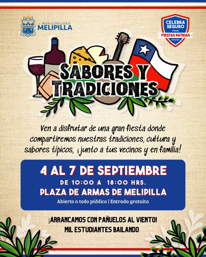 “Sabores y Tradiciones” llega a la Plaza de Armas de Melipilla para celebrar las Fiestas Patrias