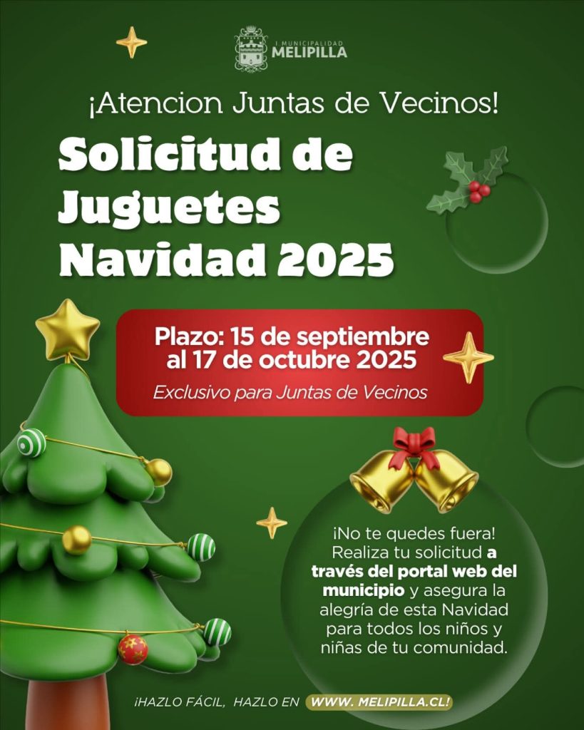 Municipalidad de Melipilla abre proceso de solicitud de juguetes navideños para Juntas de Vecinos