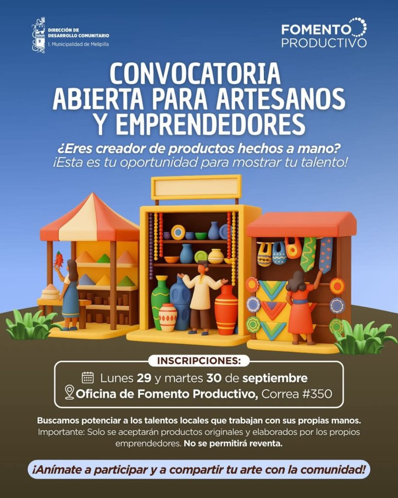 Municipalidad de Melipilla abre convocatoria para artesanos y emprendedores locales